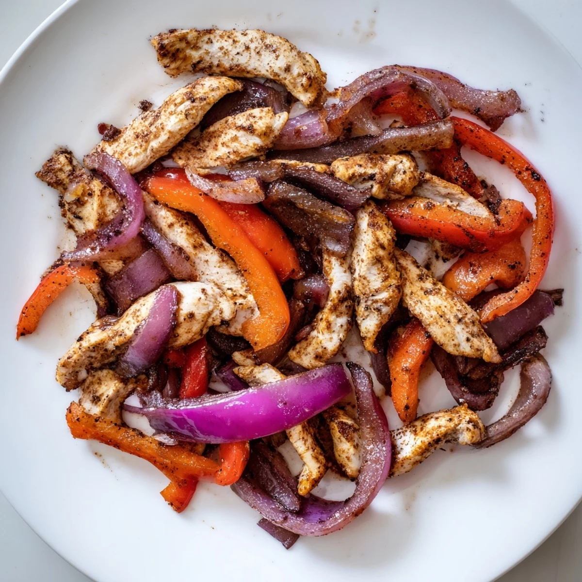 Sizzling Sheet Pan Chicken Fajitas with onions and peppers, garnished with cilantro, perfect for a weeknight dinner.