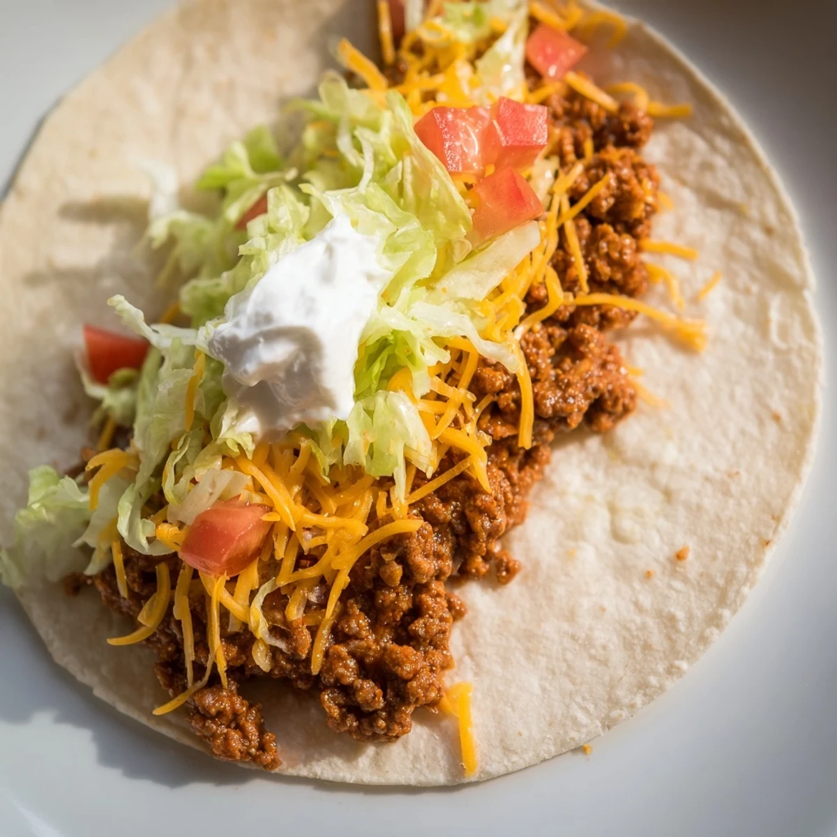Family-style Beef Taco Night spread featuring juicy ground beef, diced tomatoes, and all the fixings for a fun meal.