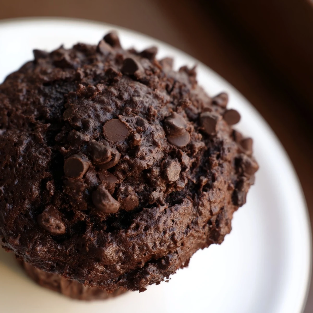 Golden-edged Chocolate Muffin Tops stacked on parchment paper, highlighting their rich cocoa color and chunky chocolate chip texture.
