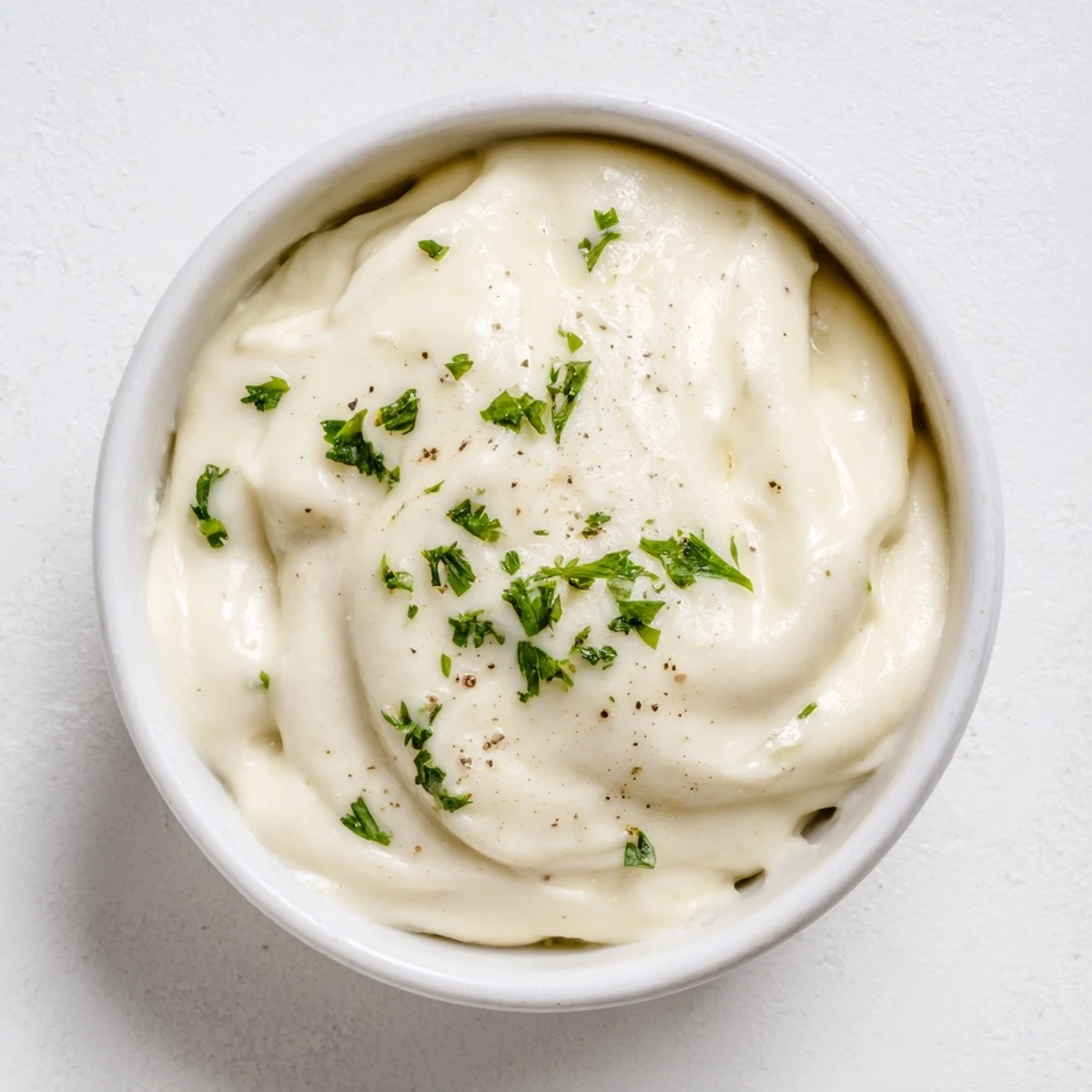 Creamy Garlic Mayo Sauce served as a dip with crispy golden fries.
