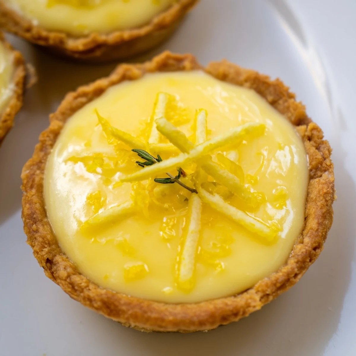 A bite-sized Lemon Appetizer Tart with a creamy, tangy filling in a crisp buttery crust.