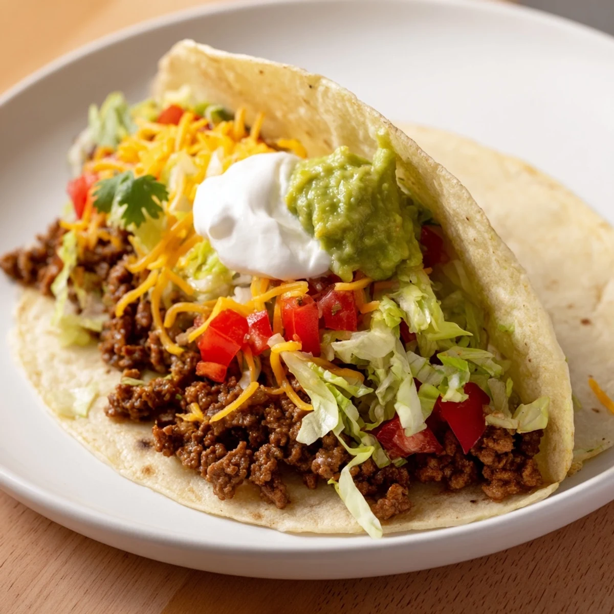 Guests building their own tacos from the Touchdown Taco Bar, using flour and corn tortillas with classic fixings like cheese and guacamole.