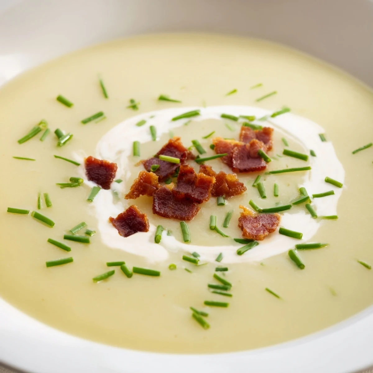 Creamy Potato Leek Soup with Turkey Bacon
