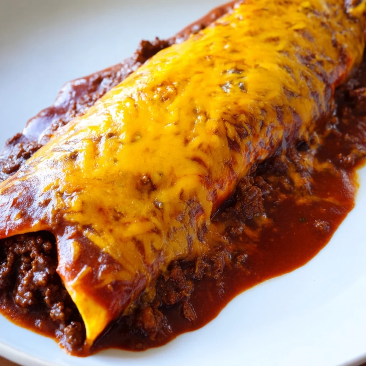 Beef Enchiladas with Red Sauce and Cheese are served with Mexican rice and refried beans, perfect for family dinners.