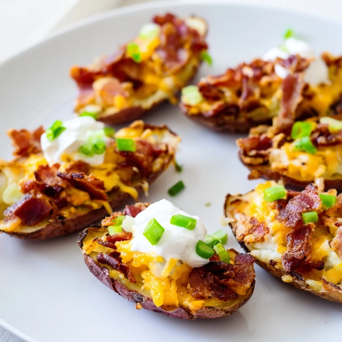 Golden Loaded Potato Skins with Cheddar and Beef Bacon paired with a cold craft lager, perfect for a festive game-day snack.