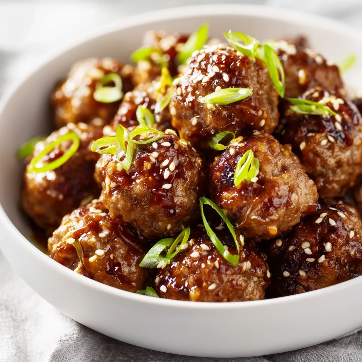 Savory Spicy Sriracha Beef Meatballs cooling slightly on a rustic board, highlighting their juicy texture and bold, aromatic seasonings.