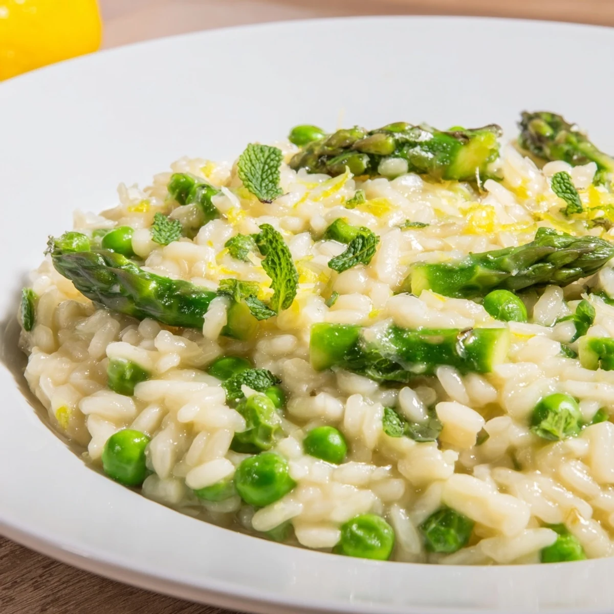Serve Creamy Asparagus and Pea Risotto with Mint as a vibrant, comforting main dish.
