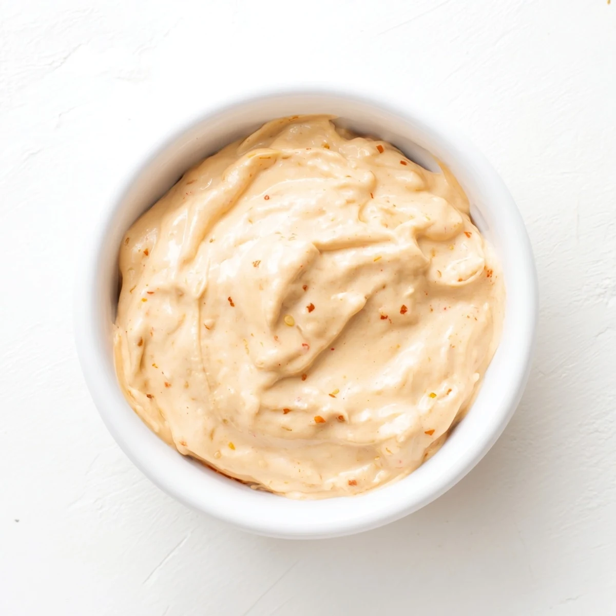 Freshly minced garlic and vibrant red Sriracha swirl through Spicy Aioli for dipping.