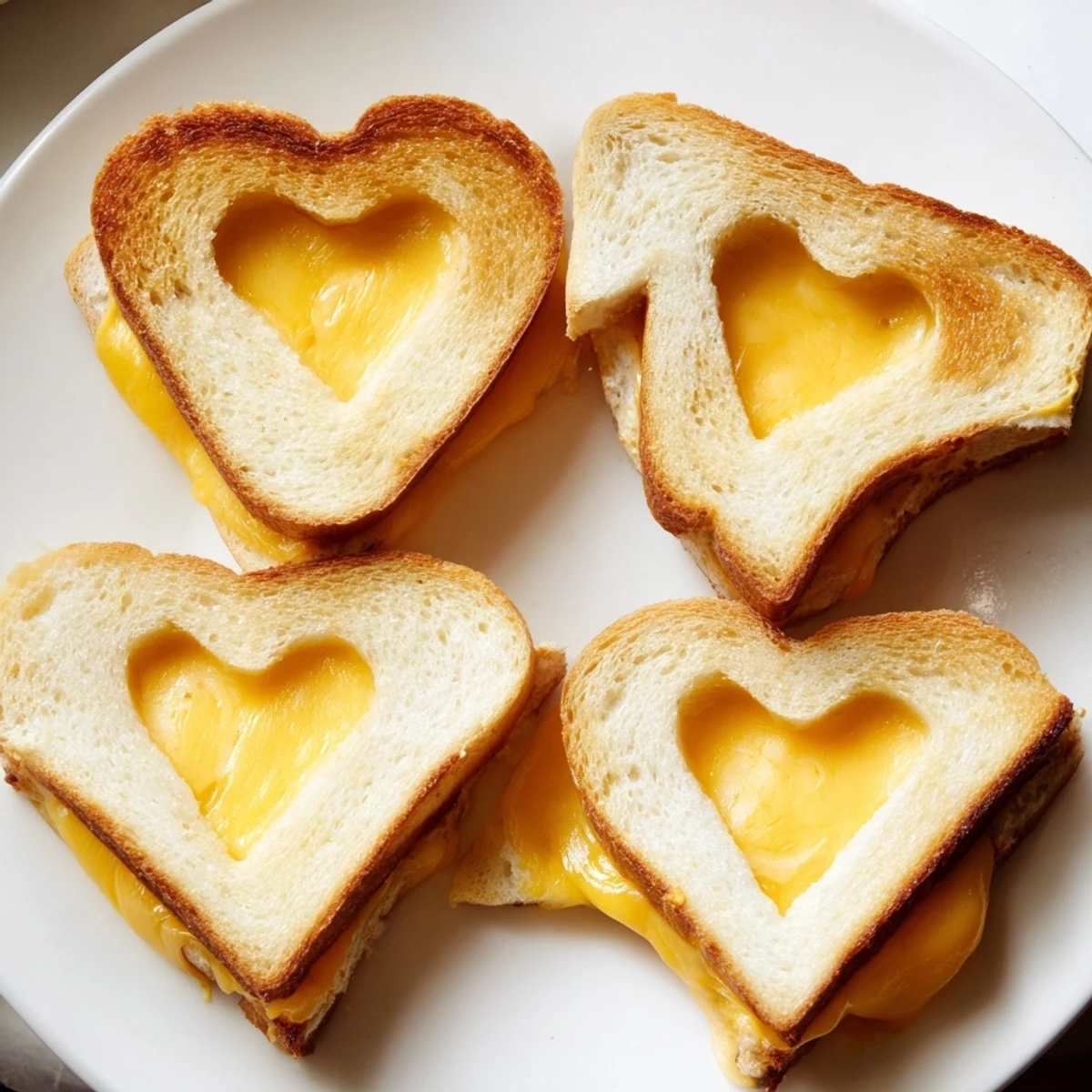 Two adorable Mini Grilled Cheese Hearts stacked on a plate with fresh tomato slices for a lunchbox snack.