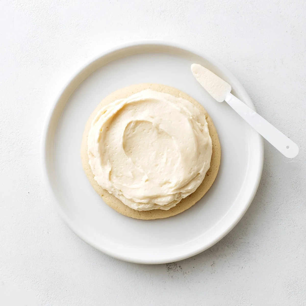 Finished sugar cookies are topped with Easy Sugar Cookie Frosting, served on a platter for a sweet treat.