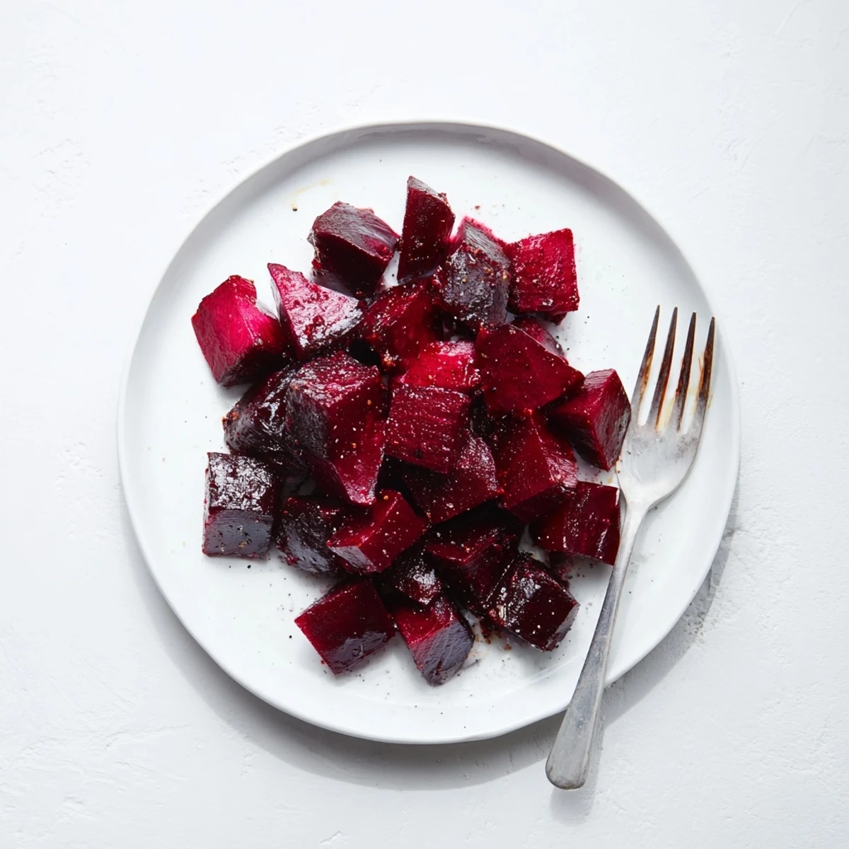 Vibrant orange-red roasted beets with caramelized edges for an easy roasted beets side dish served warm.