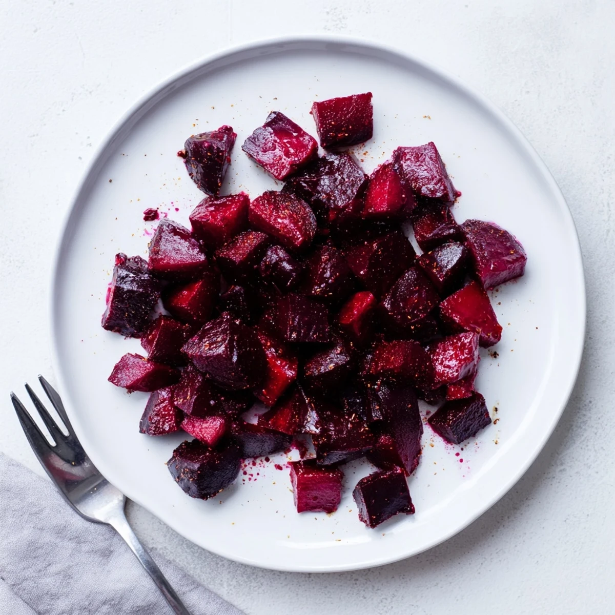Earthy, sweet roasted beets garnished with fresh thyme beside a bowl of easy roasted beets for family dinners.