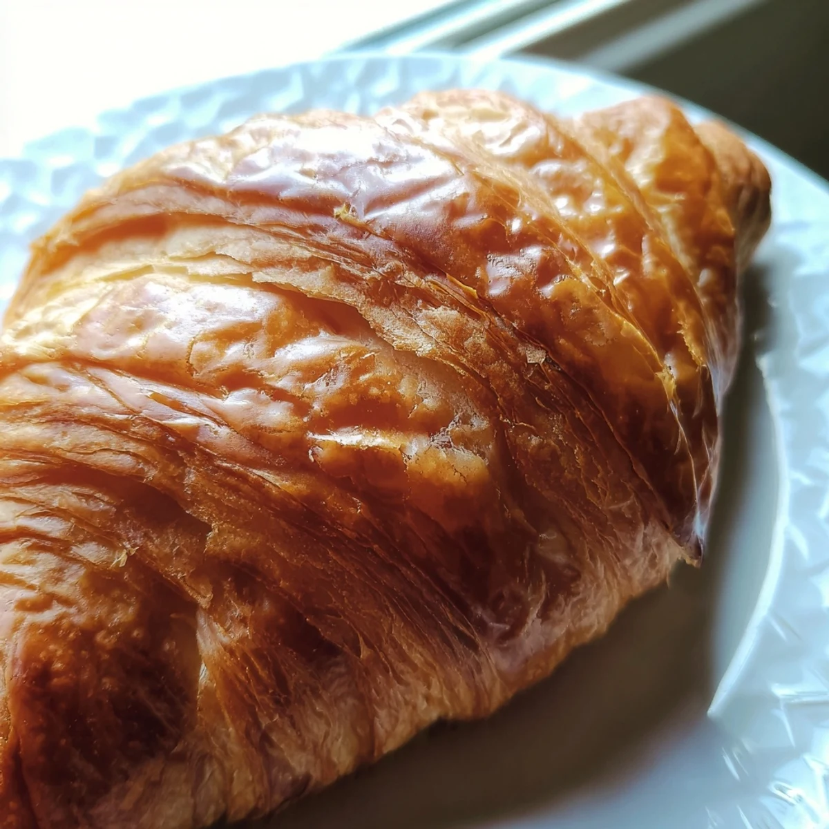 Golden-brown Gluten-Free Croissants fresh from the oven on a rustic wooden board.