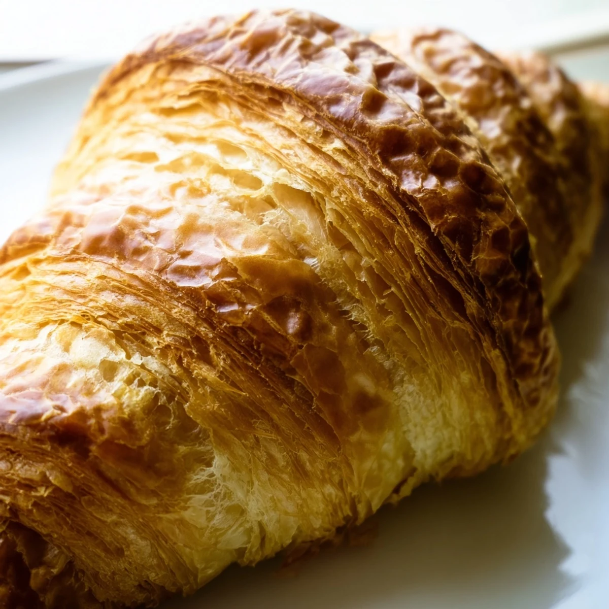 Freshly baked Gluten-Free Croissants with flaky layers and a side of strawberry jam.