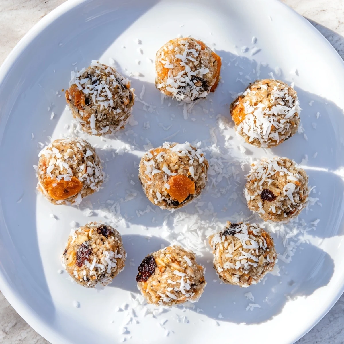 No Bake Carrot Cake Bites arranged on a wooden board with a glass of almond milk.