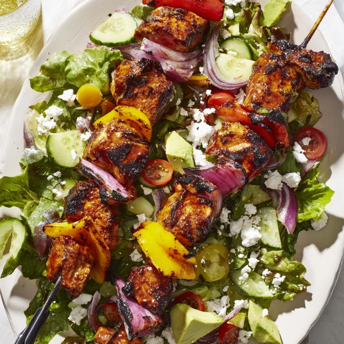 BBQ Chicken Skewer Salad