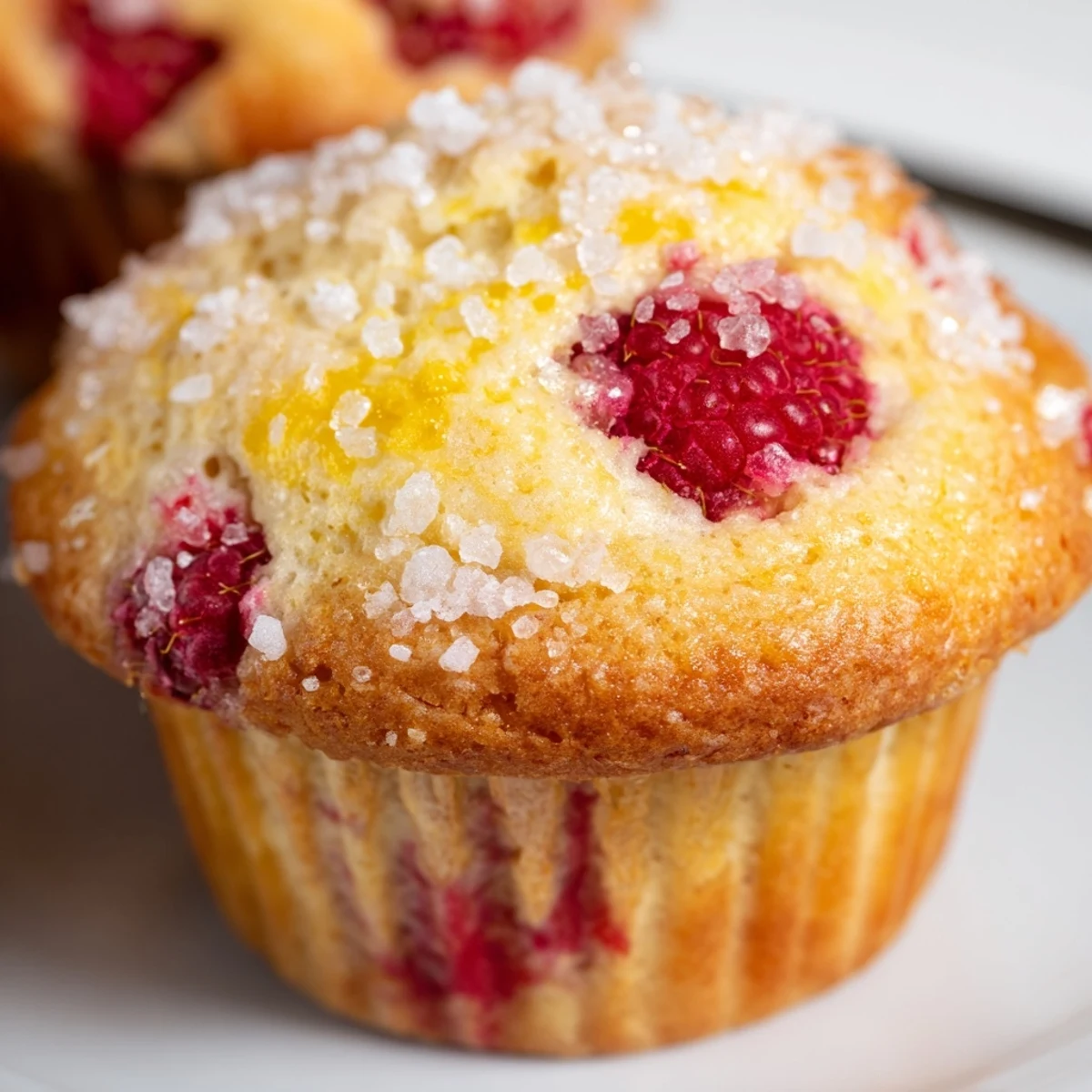 Zesty lemon raspberry muffins cooling on wire rack after baking to golden brown perfection