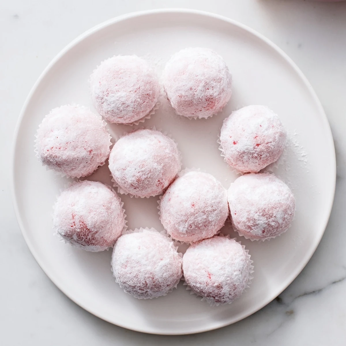 Chewy handmade mochi wrapping vibrant strawberry dairy-free ice cream in elegant Japanese dessert presentation