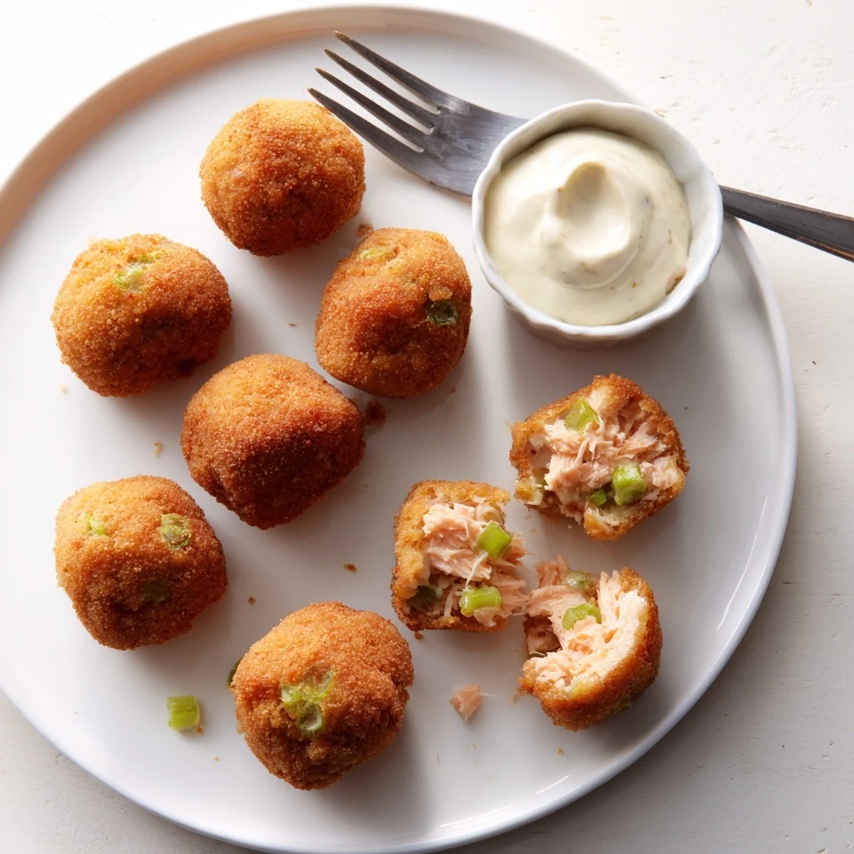Homemade Southern salmon croquettes with a crispy exterior and tender flaky interior, garnished with parsley