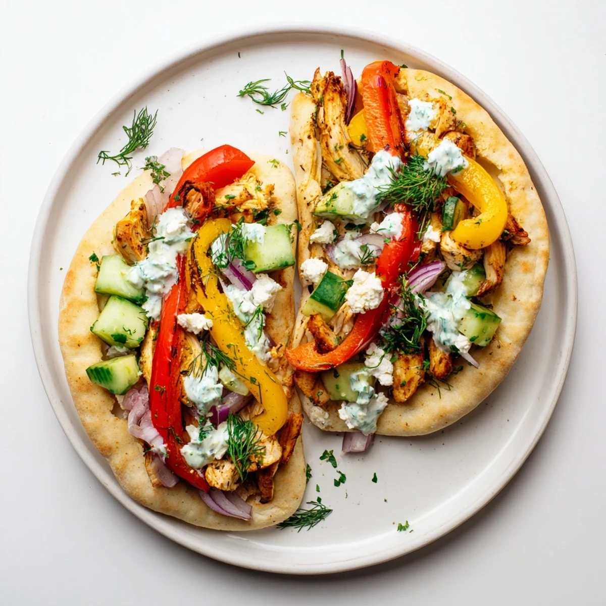 Tender spiced chicken and roasted peppers nestled in fluffy pitas with a generous dollop of tangy homemade ranch