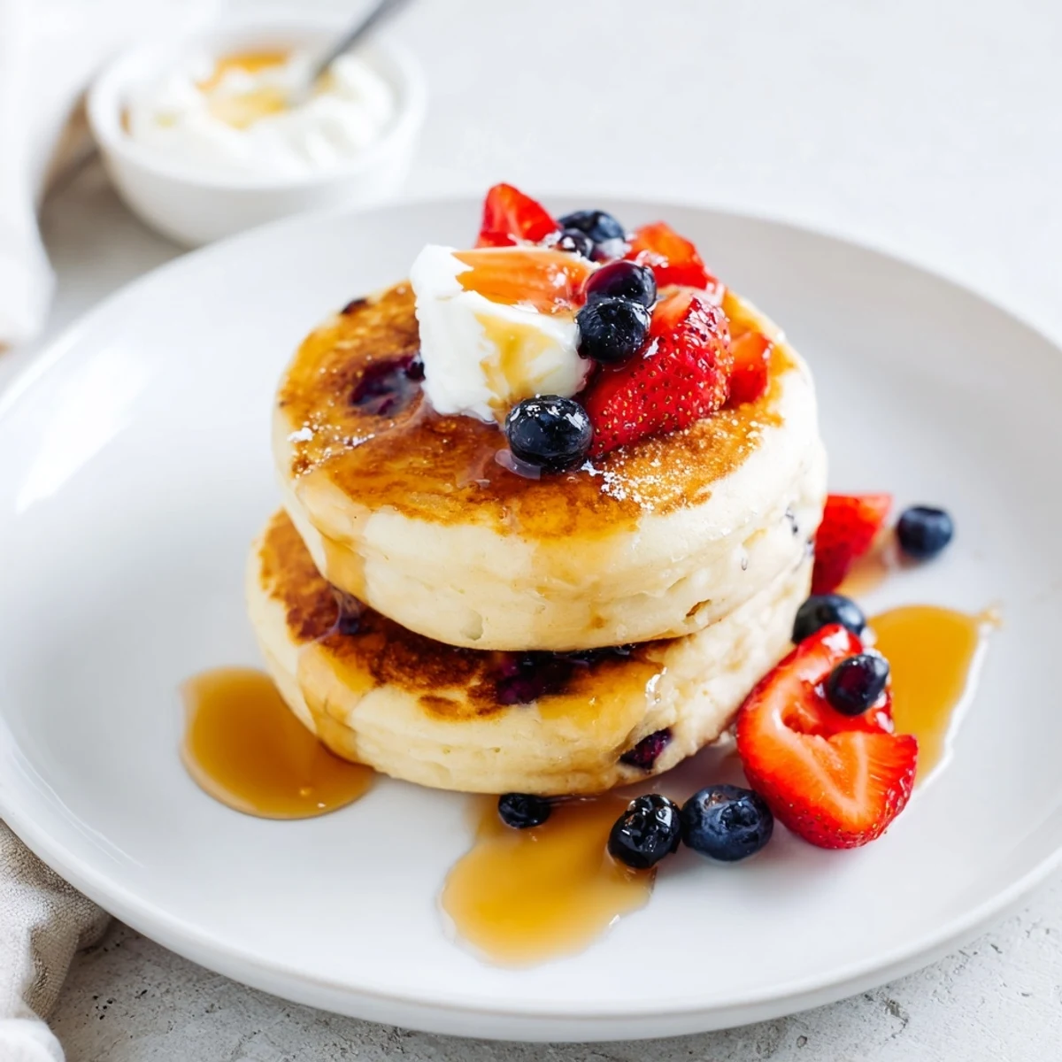 Warm Cottage Cheese Pancakes sizzling on a griddle, edges golden-brown and tender