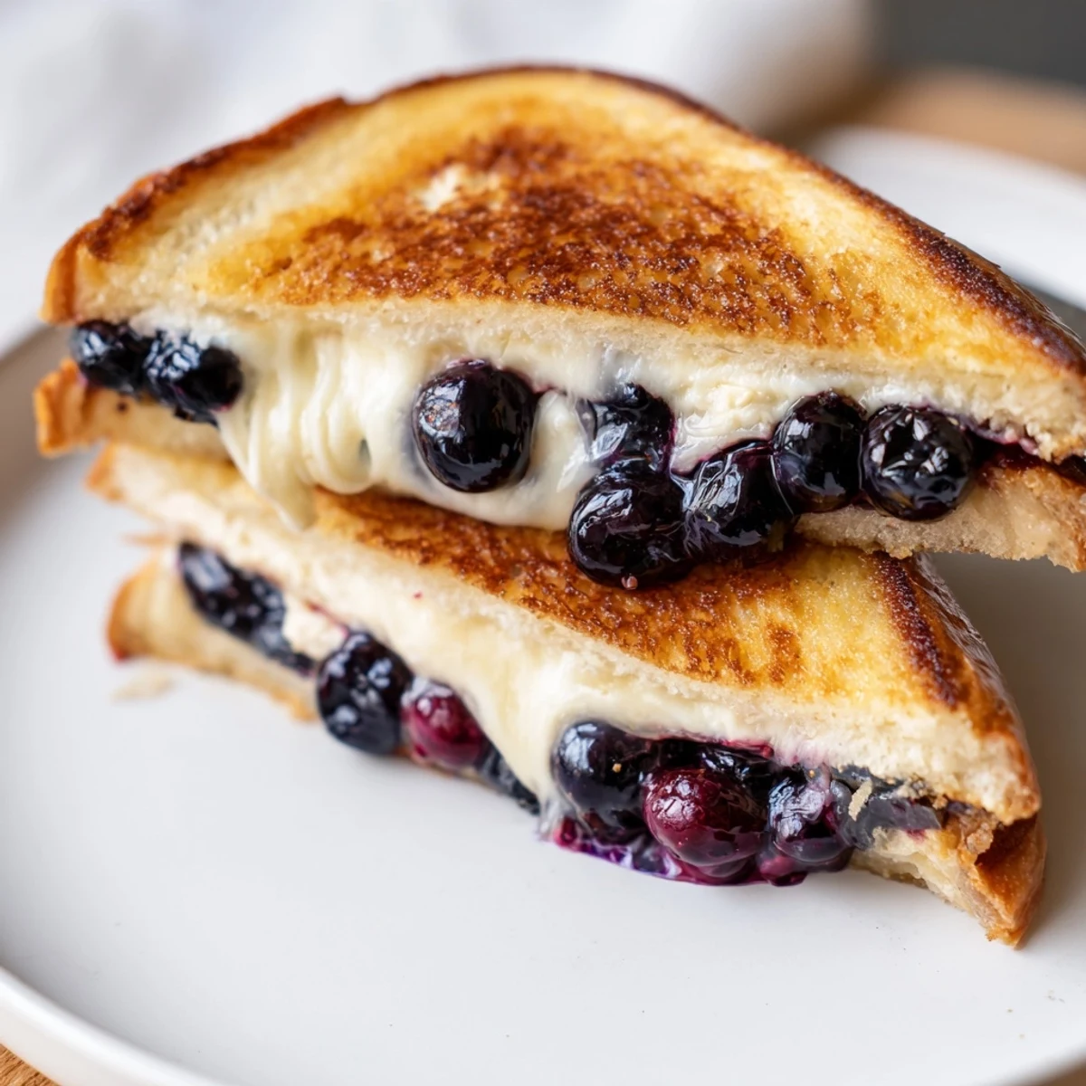 Juicy Blueberry Grilled Cheese skillet toasted with creamy cream cheese and bright lemon zest