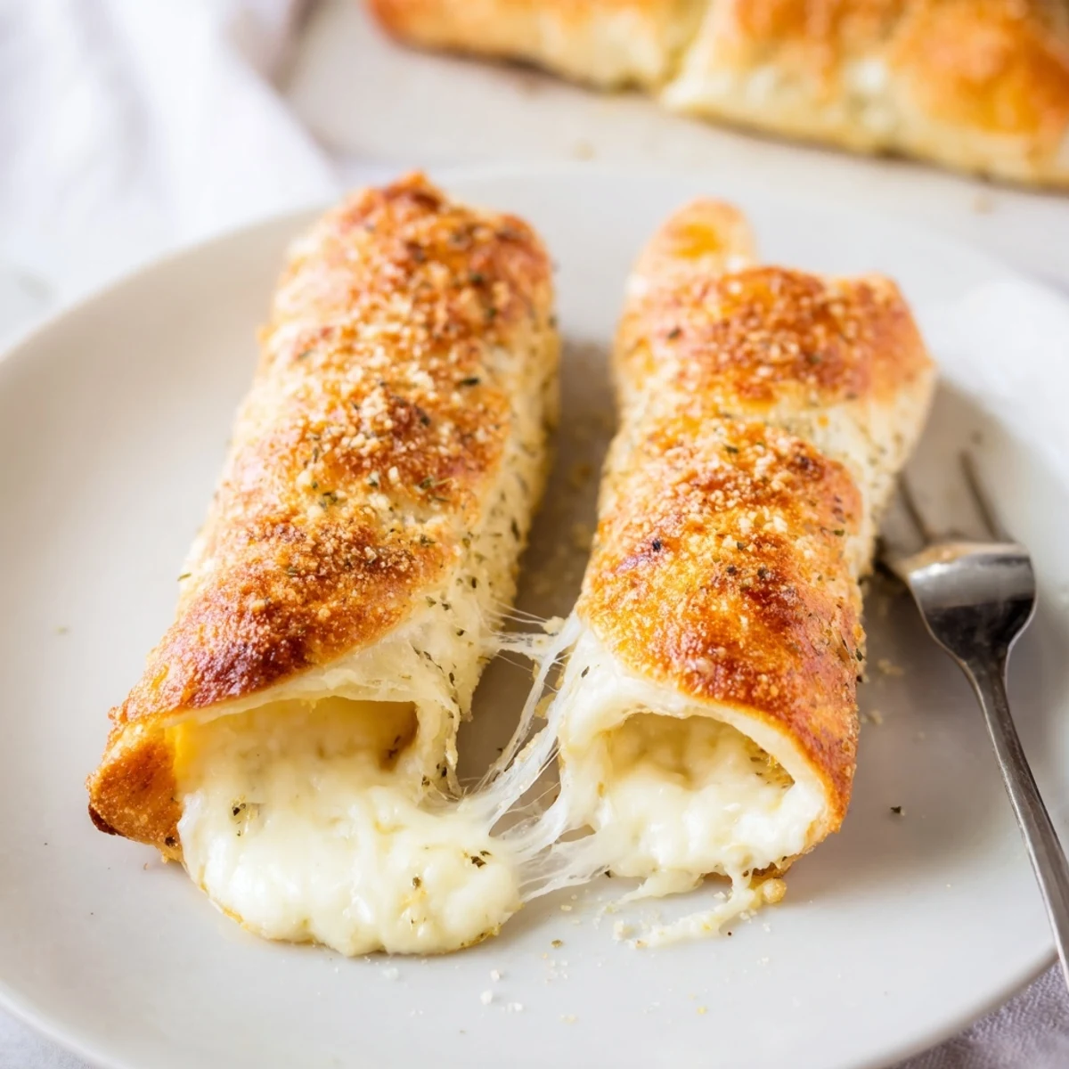 Serve Crispy Cheesy Roll Ups with marinara dipping sauce, crunchy edges