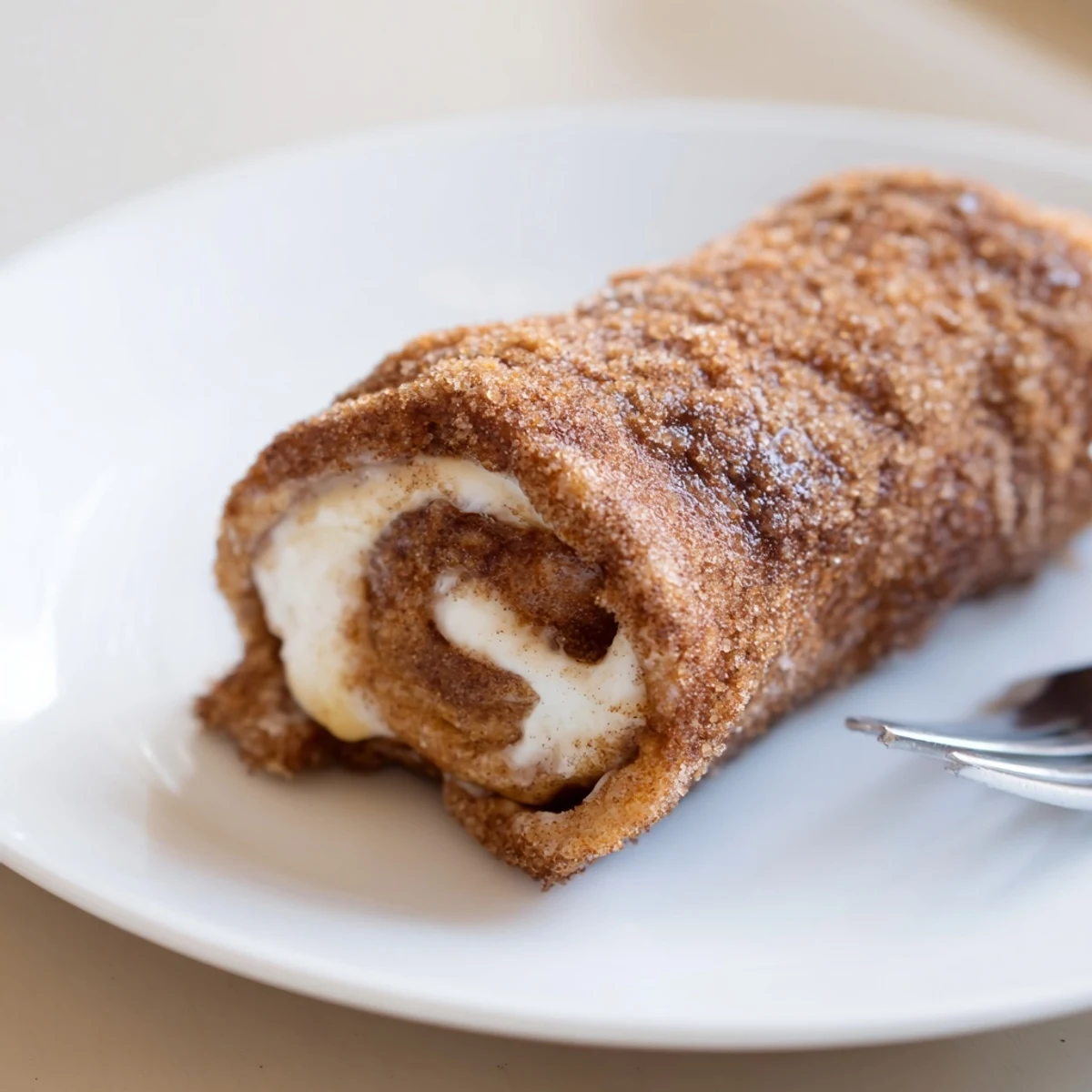 Cinnamon Roll French Toast Roll Ups with cream cheese filling, golden-browned.
