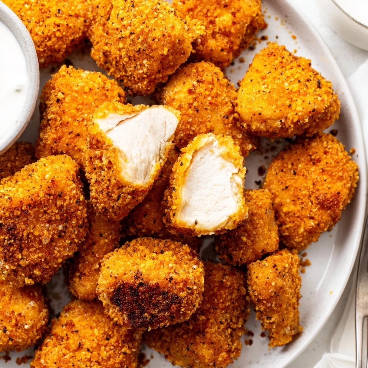 Handheld Chicken Bites with spicy paprika crust, perfect for party appetizers