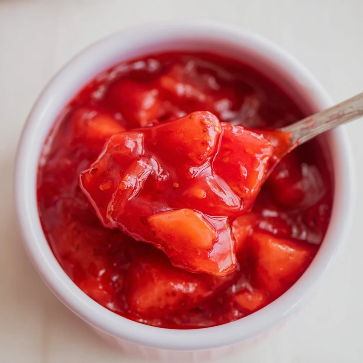 Chilled Strawberry Cake Filling Recipe glistening with soft strawberry pieces, ready to spread