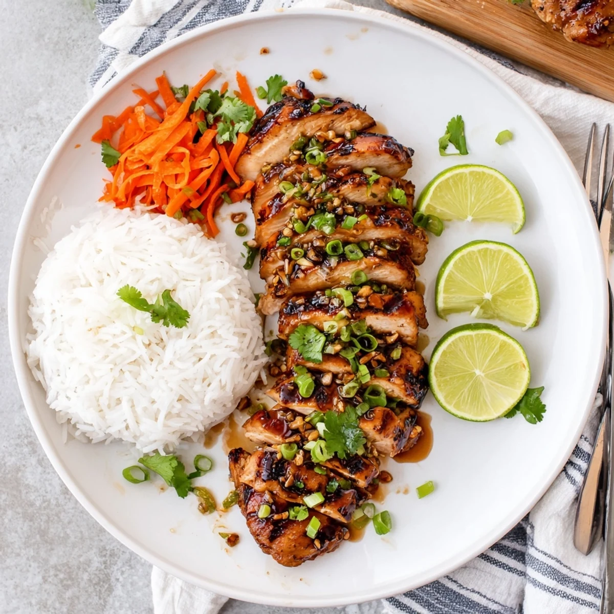 Smoky Grilled Vietnamese Chicken marinated in fish sauce, garlic, lime glaze