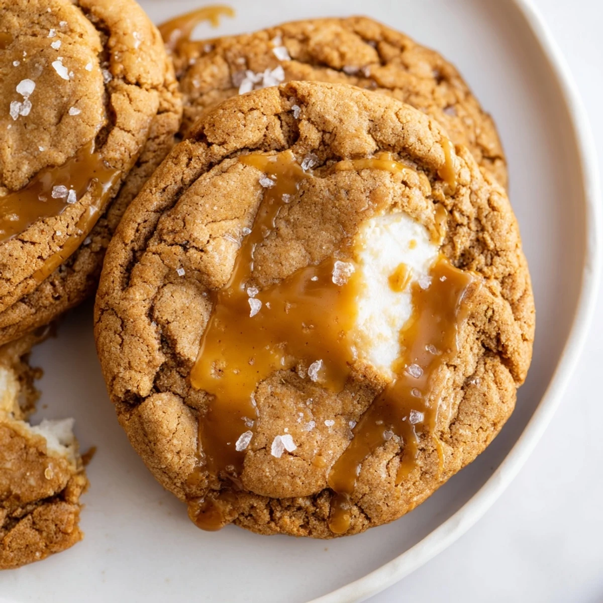 Caramel cheesecake cookies topped with creamy cheesecake filling and luscious caramel drizzle