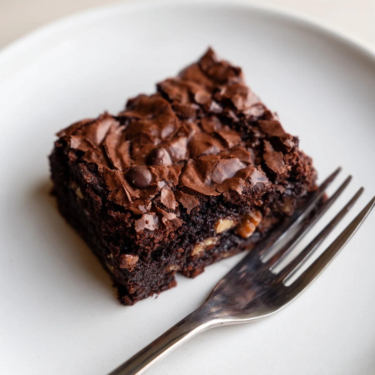 Rich fudgy ultimate brownies with a glossy crackly top, cut into generous squares