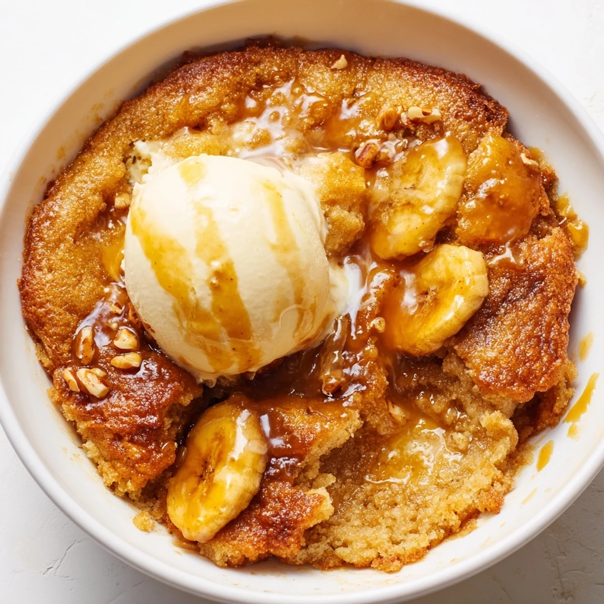 Golden Southern Banana Cobbler fresh from the oven with caramelized banana filling bubbling beneath a buttery crust